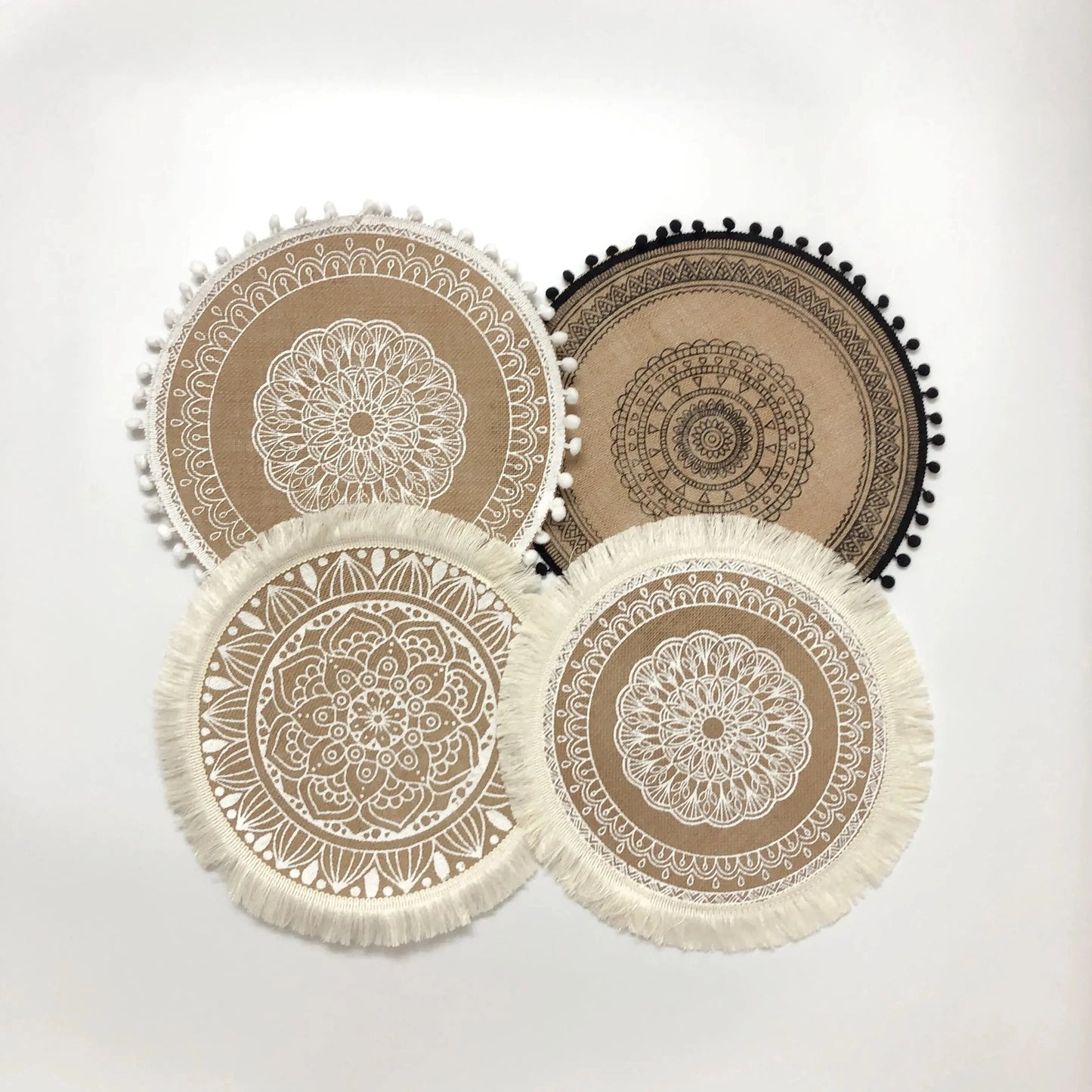 4pcs/6pcs Natural Vintage Jute Woven Placemats Bohemian Style Party Party Decoration Hanging Wall Decoration Mat Vase Mat