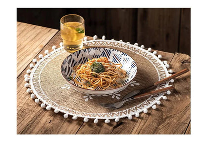 4pcs/6pcs Natural Vintage Jute Woven Placemats Bohemian Style Party Party Decoration Hanging Wall Decoration Mat Vase Mat