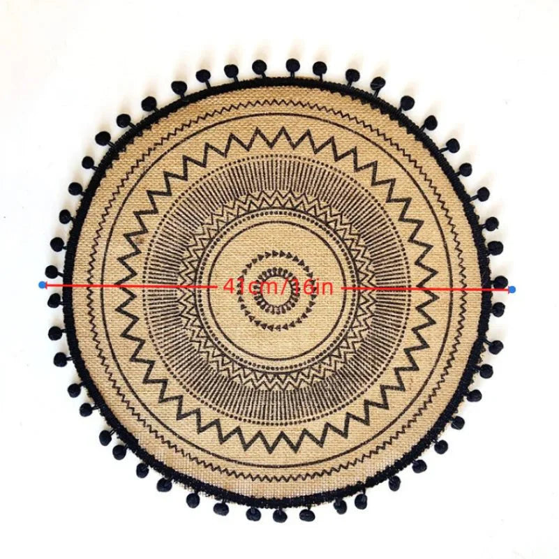 4pcs/6pcs Natural Vintage Jute Woven Placemats Bohemian Style Party Party Decoration Hanging Wall Decoration Mat Vase Mat