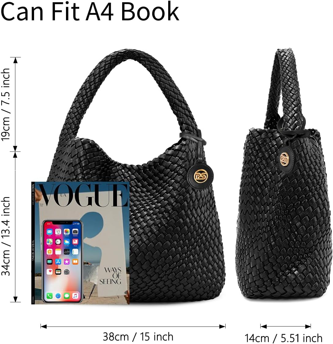 Handmade woven leather tote bag