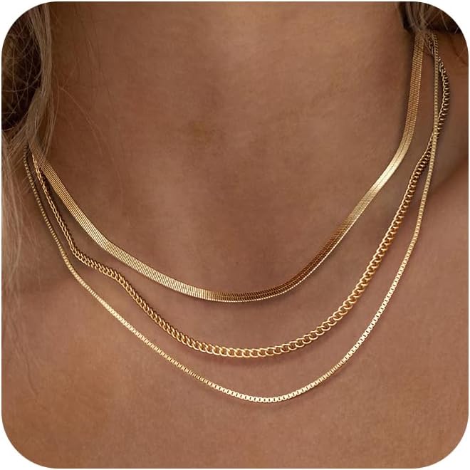 14k Gold Herringbone Necklace