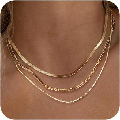  14k Gold Herringbone Necklace