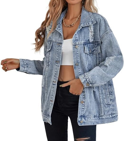 LifeShe Oversized Denim Jacket