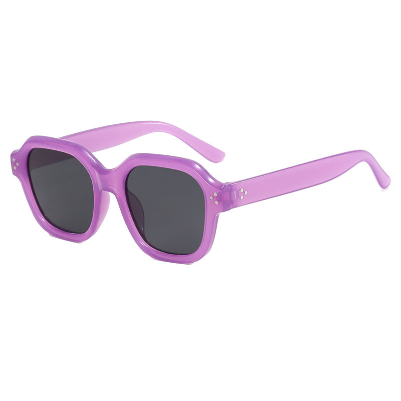 Fashionable Retro Rice-Grain Purple Sunglasses With A Distinctive Style