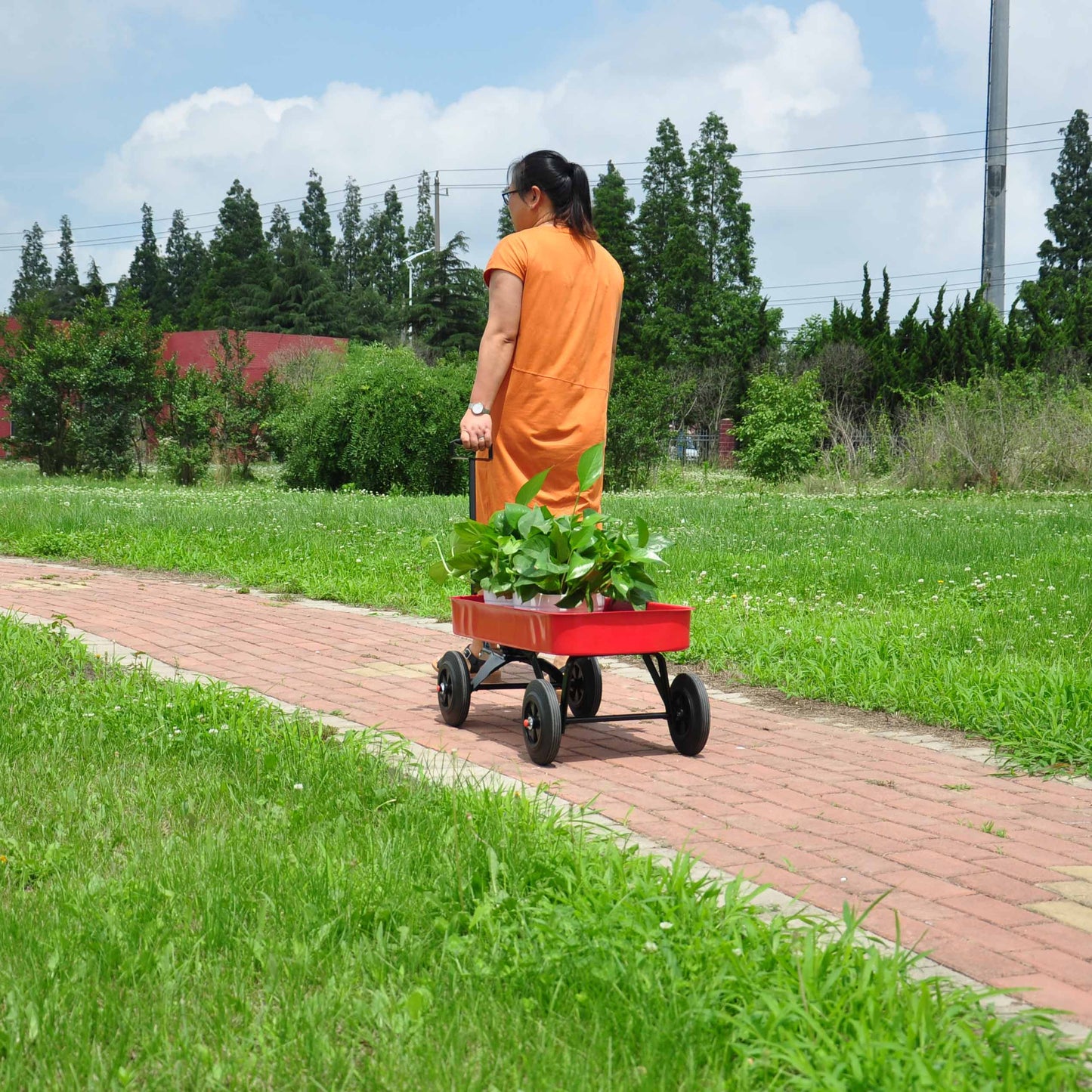 Garden Cart Railing All Terrain Cargo Wagon 280lbs Weight Capacity