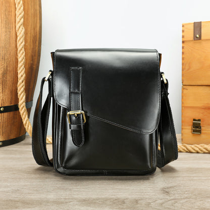 Genuine Leather Mens Shoulder Fashion Saddle Leather Crossbody Casual Messenger Bag