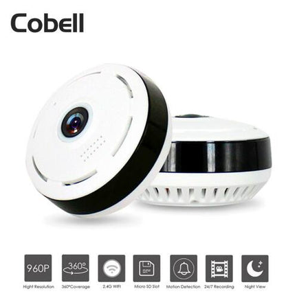 960P WiFi IP camera with 360-degree panoramic fish-eye lens
