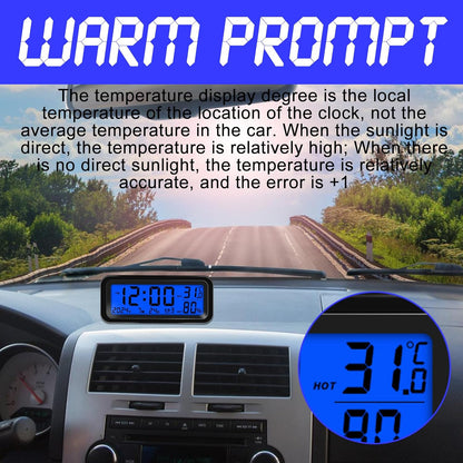 Car Digital Clock – Rechargeable Dashboard Clock with Time, Date, Temperature & Humidity Display – for Cars & Trucks