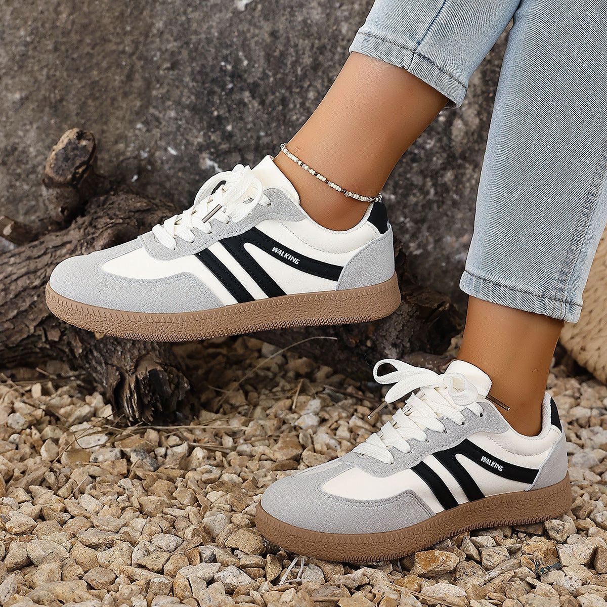 Large Size Color Blocked Round Toe Women's Shoes