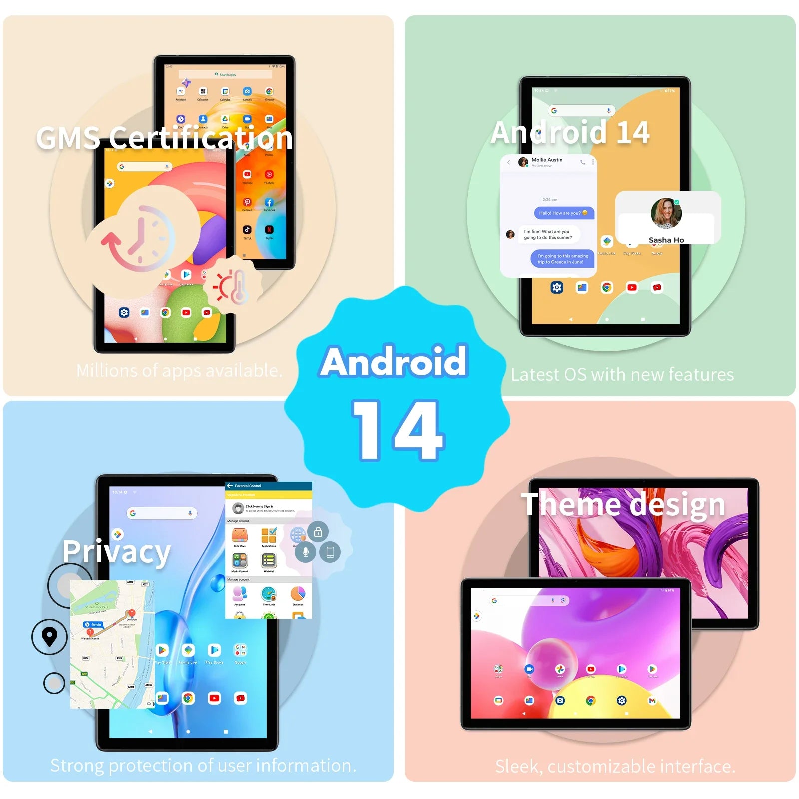 Android 14 tablet with keyboard, mouse, and case for fast 5G WiFi use


