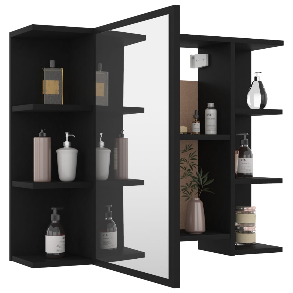 vidaXL 4 Piece Bathroom Furniture Set Black Engineered Wood