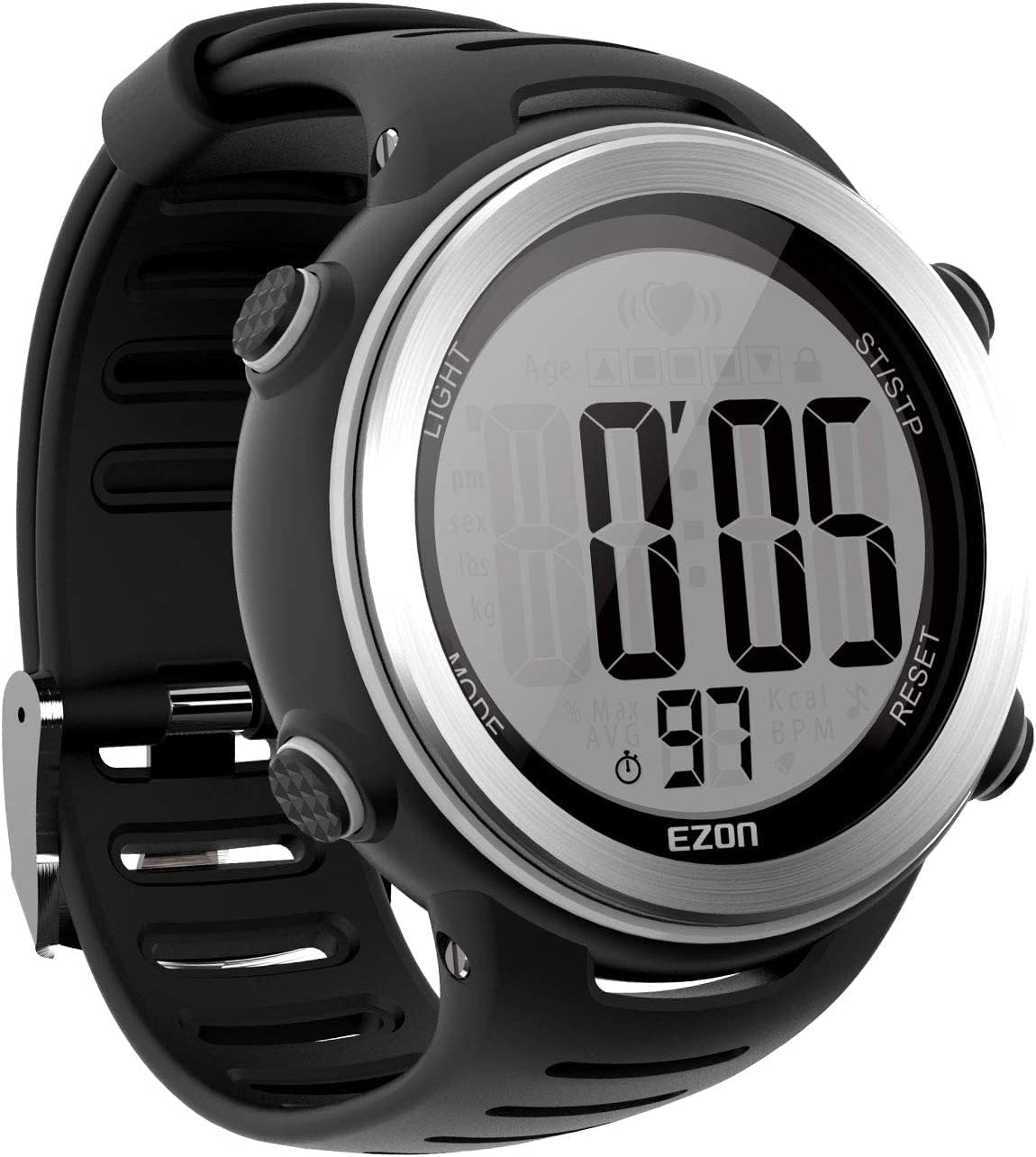 EZON T007 Heart Rate Monitor Watch | Chest Strap HRM | Waterproof Fitness Tracker with Stopwatch & Hourly Chime