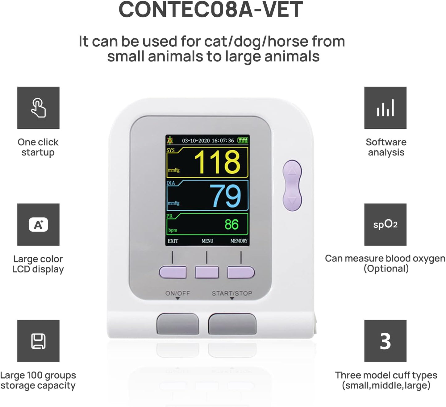Digital blood pressure monitor for pets

