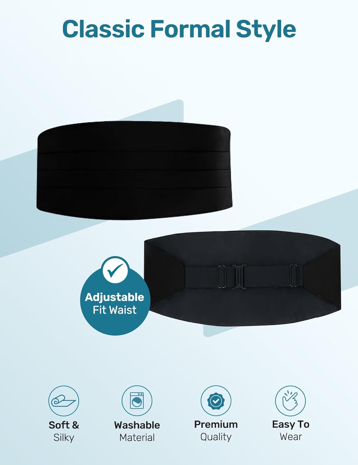 Men's Black Satin Cummerbund 
