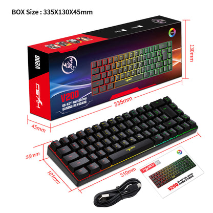 HXSJ V200 Wired K68 RGB Streamer Mini Gaming Keyboard 19-Key Conflict-Free Membrane Keyboard but Mechanical Feel for Game/Office