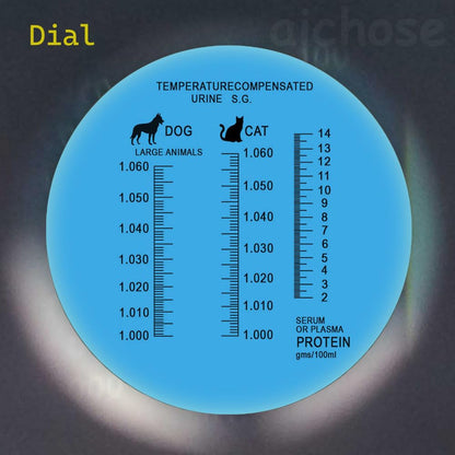 Veterinary animal refractometer for testing
