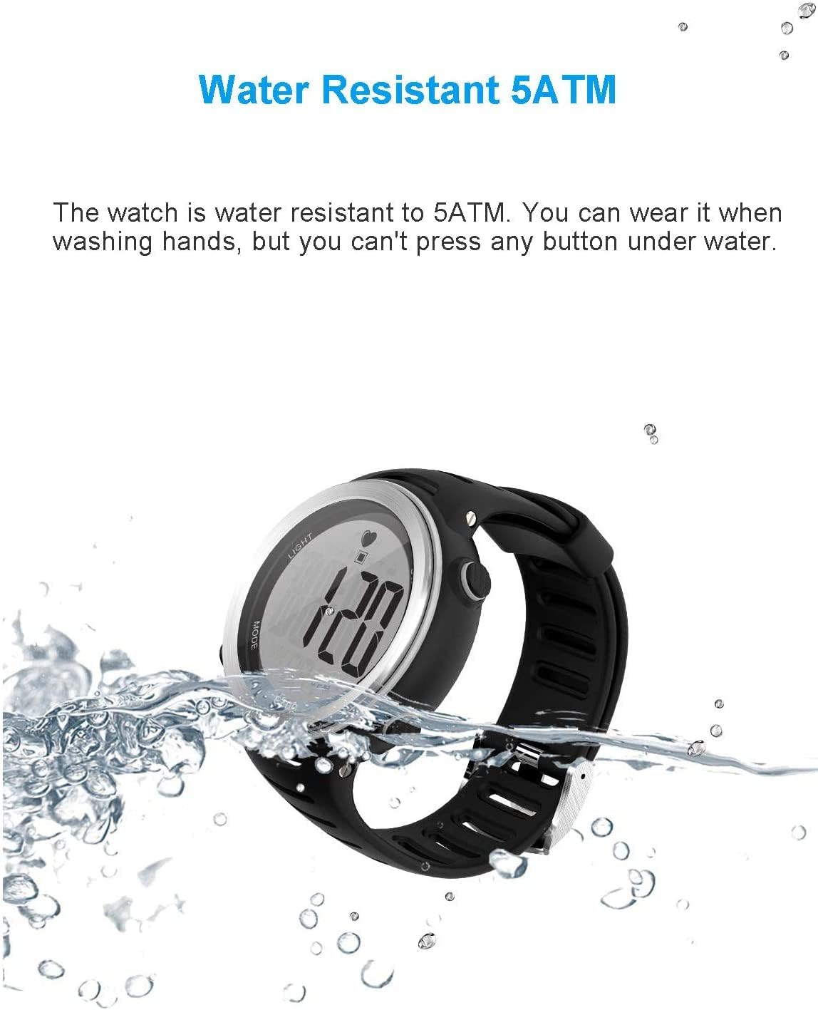 EZON T007 Heart Rate Monitor Watch | Chest Strap HRM | Waterproof Fitness Tracker with Stopwatch & Hourly Chime