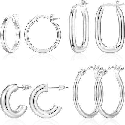 Gold Hoop Earrings Set
