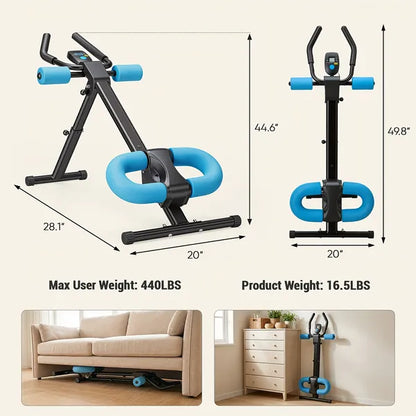 Adjustable Ab Machine For Stomach Workout, Core Workout Equipment For Home Gym, Ab Trainer With 2 Incline & 5 Height Levels, Knee & Elbow Protection, 440LBS, LCD Display, Foldable