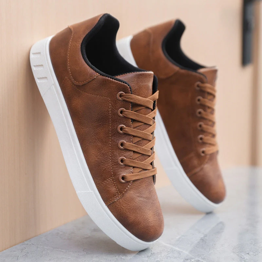 Stylish leather shoes with white sole B3K9L2H1Z