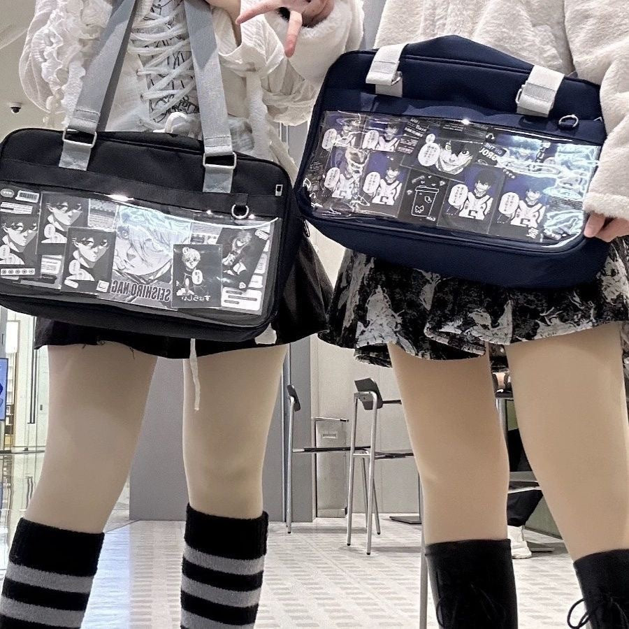 Japanese style Oxford crossbody bag with multiple storage pockets