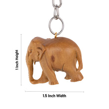 Elephant Statue Keychain - 1 x 1.5 Inches | Elephant Figurine Key Holder/ Wooden Key Ring for Bike