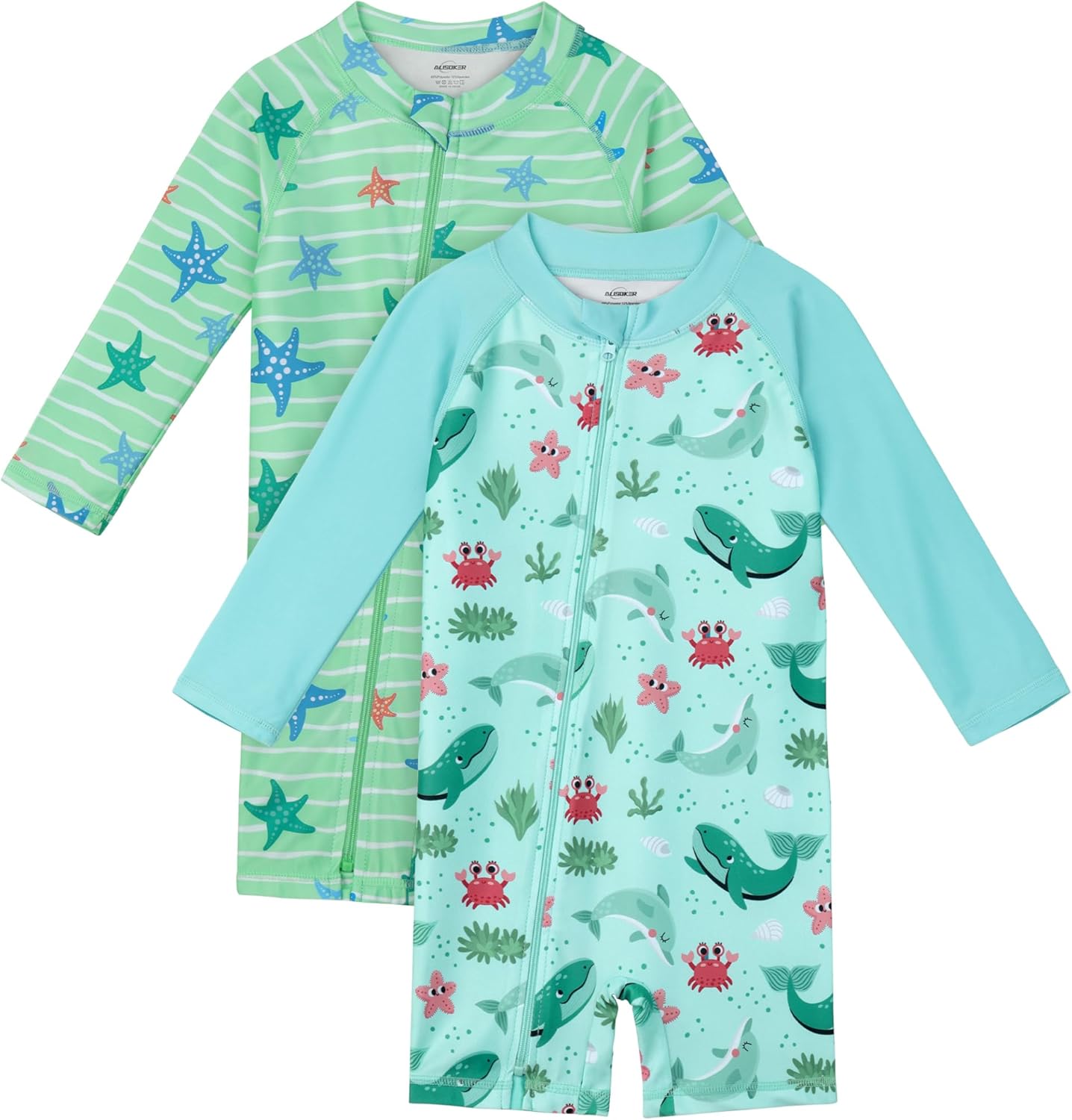 2 Pack Toddler Boys Swimsuits UPF 50+ Rash Guard