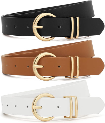 Leather Women Belt with Adjustable Buckle