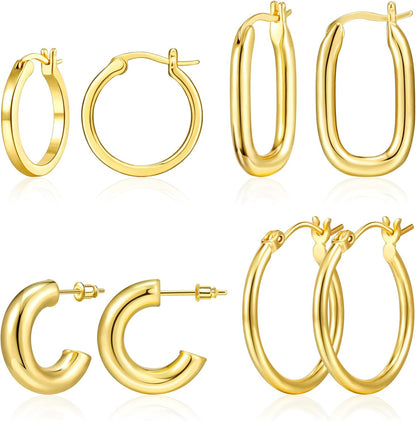 Gold Hoop Earrings Set