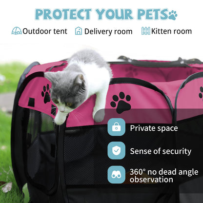 Portable Pet Playpen, Dog Playpen Foldable Pet Exercise Pen Tents Dog House Playground for Puppy Dog/Cat Indoor Outdoor Travel Camping Use Gray Small (29"X29"X17")