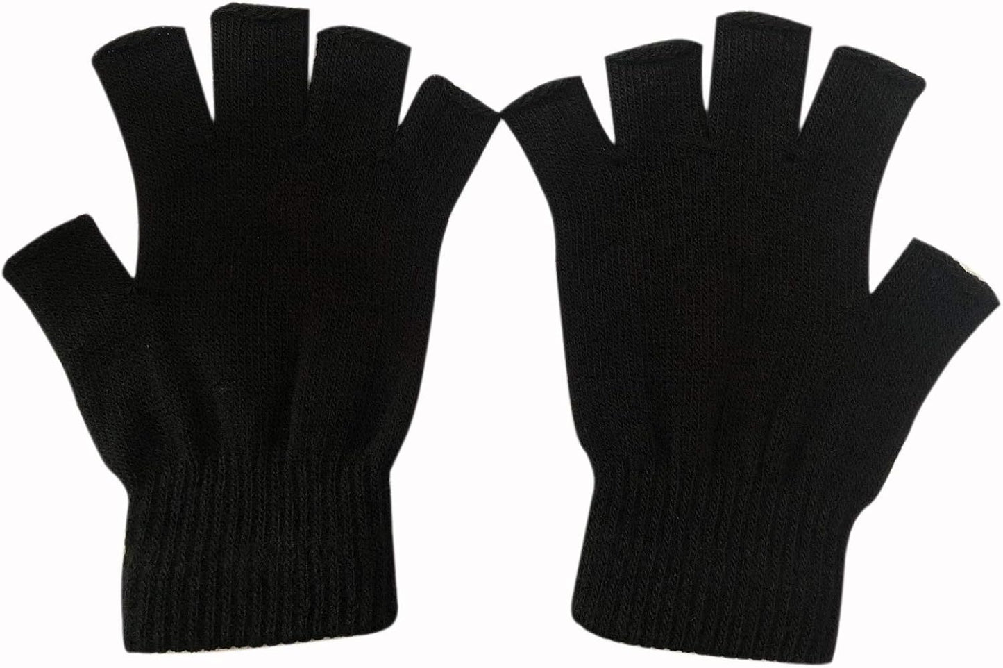 2 Pair Knit Half Finger Gloves