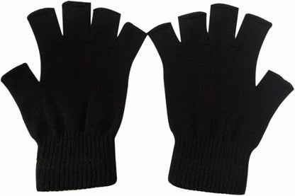 2 Pair Knit Half Finger Gloves