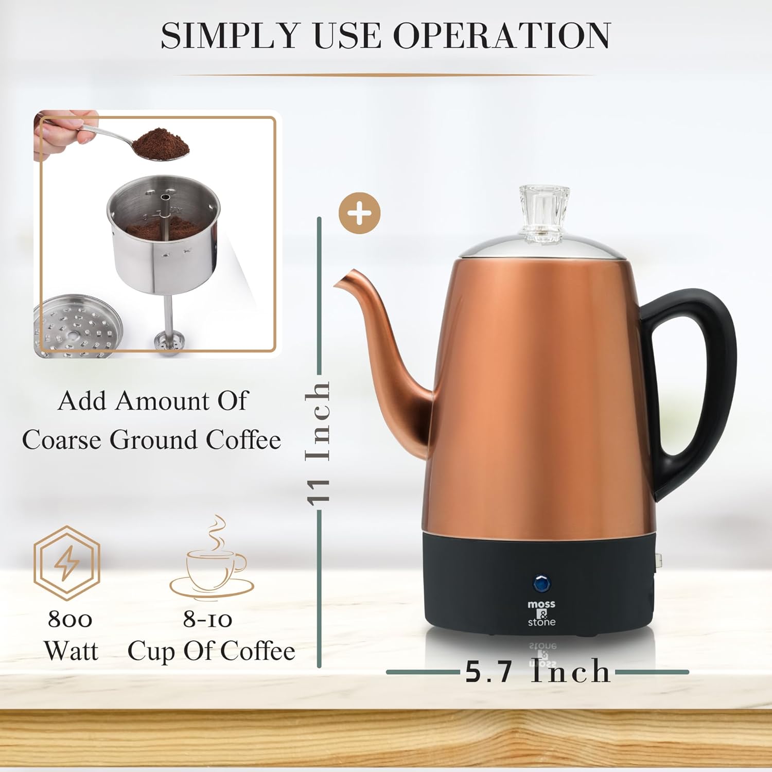Moss & Stone Electric Coffee Pot 