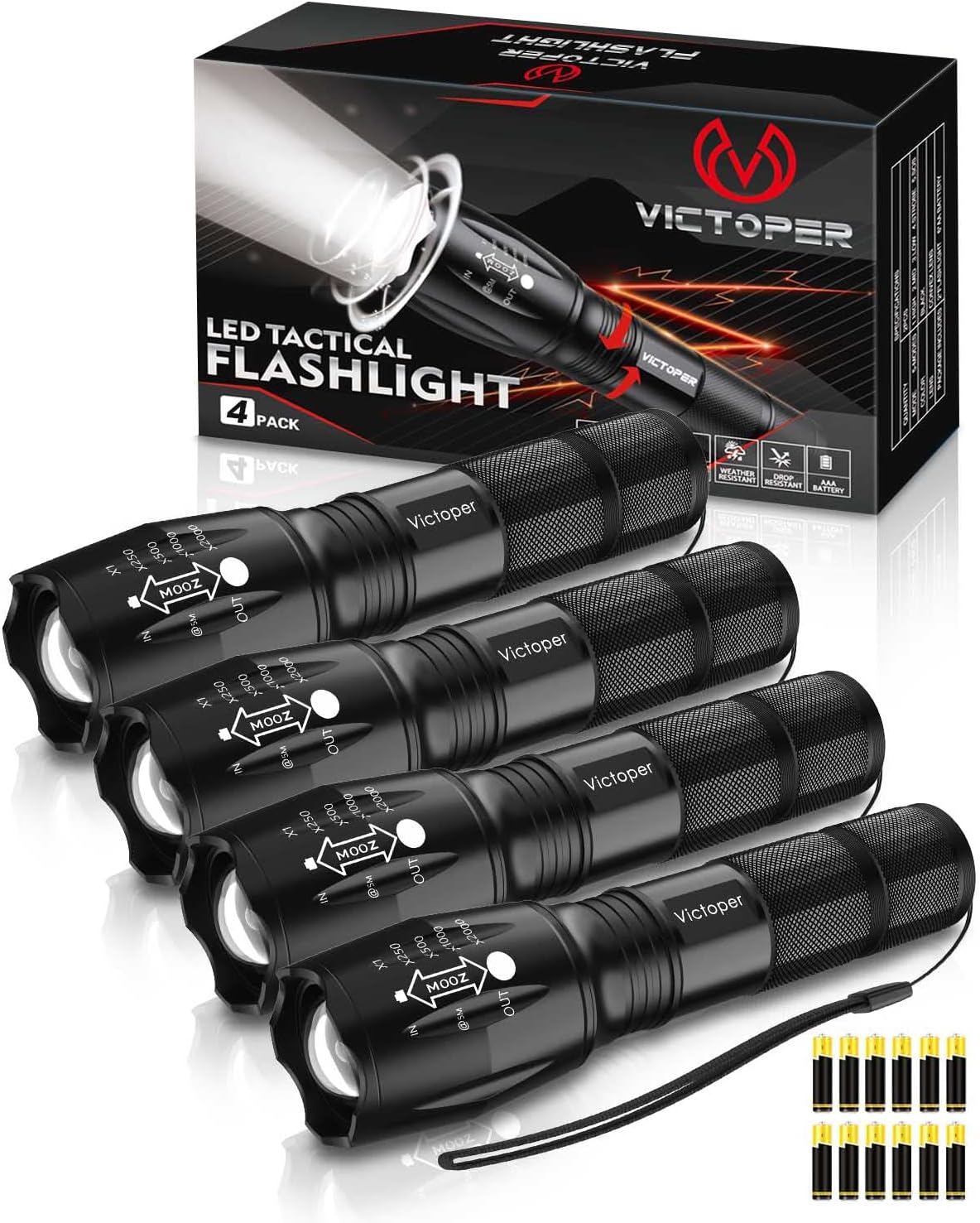 Victoper LED Flashlight 2 Pack 