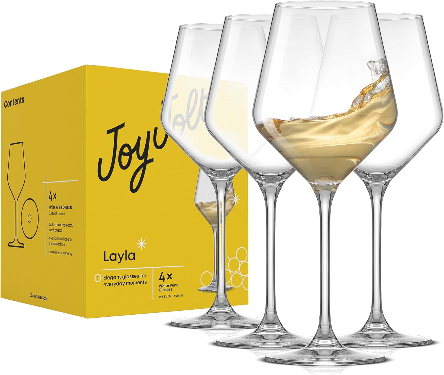 JoyJolt White Wine Glasses