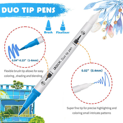 ZSCM dual tip brush markers set