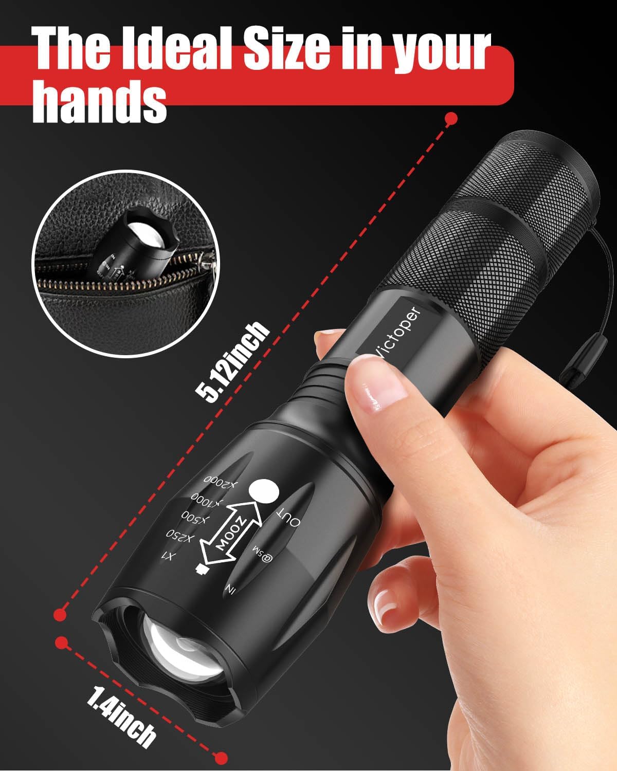 Victoper LED Flashlight 2 Pack 