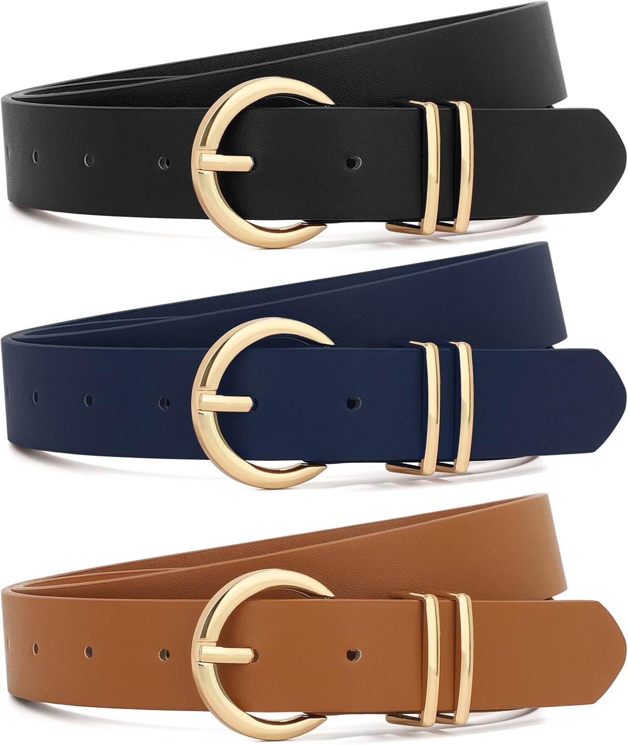 Leather Women Belt with Adjustable Buckle