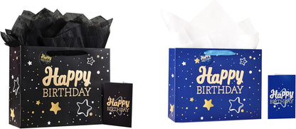 Black Birthday Gift Bag with Tissue & Card