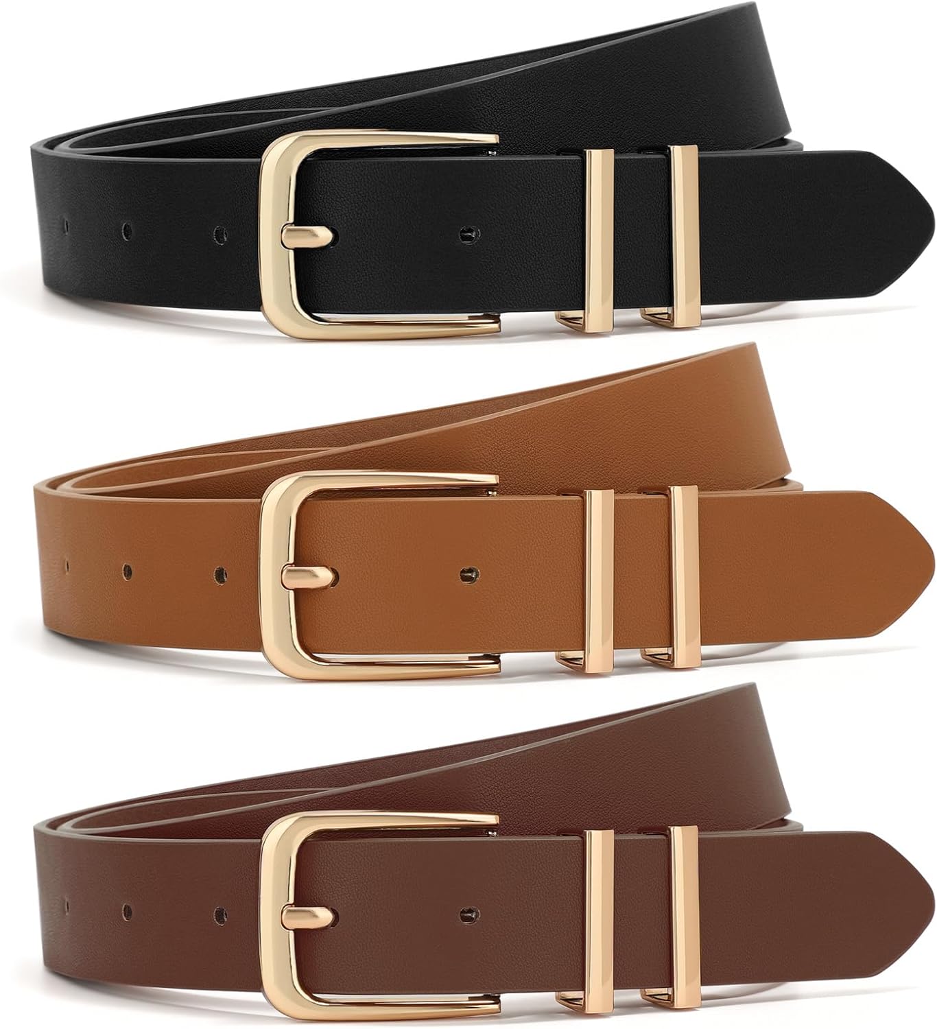 Leather Women Belt with Adjustable Buckle