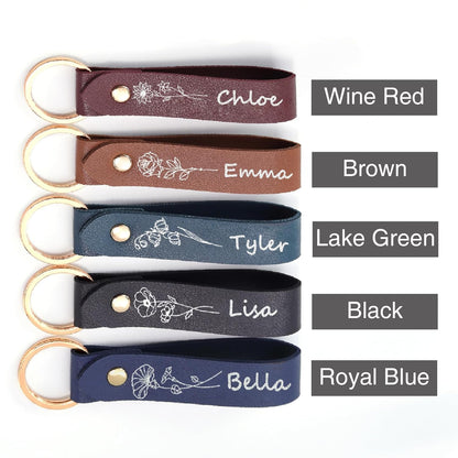 Custom Birth Flower Keychain 