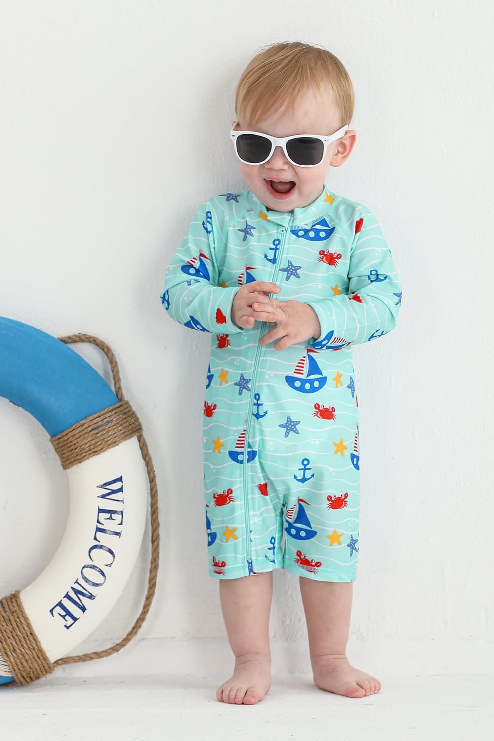 2 Pack Toddler Boys Swimsuits UPF 50+ Rash Guard
