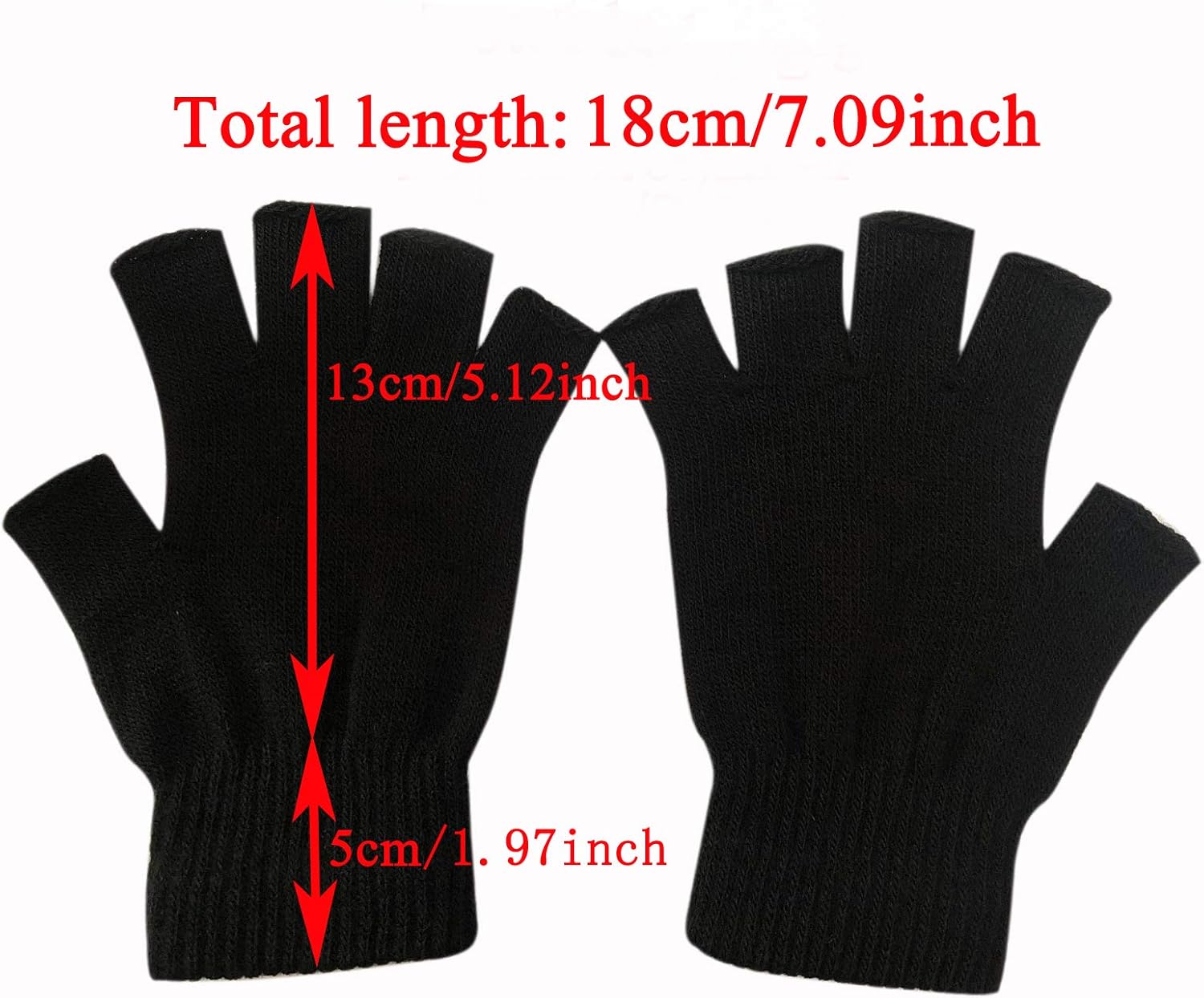 2 Pair Knit Half Finger Gloves