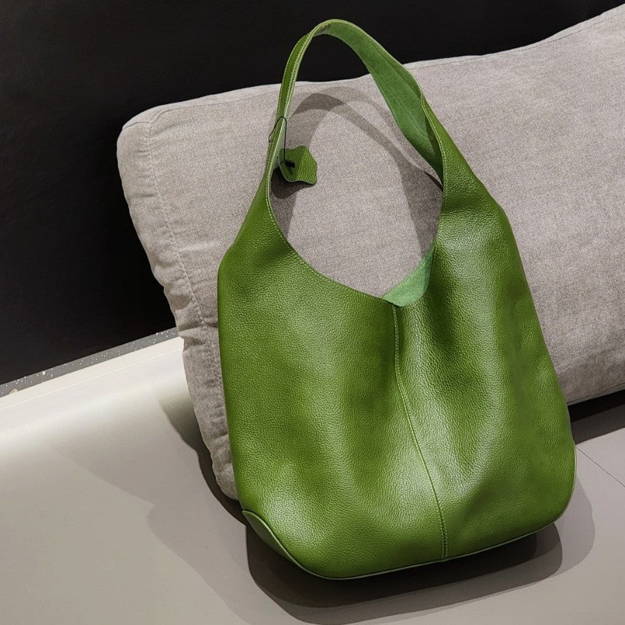 Genuine leather tote bag for women in brown full grain cowhide leather