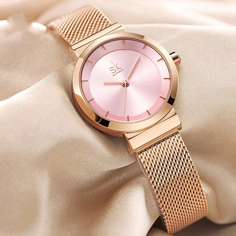 Slim faux leather watch