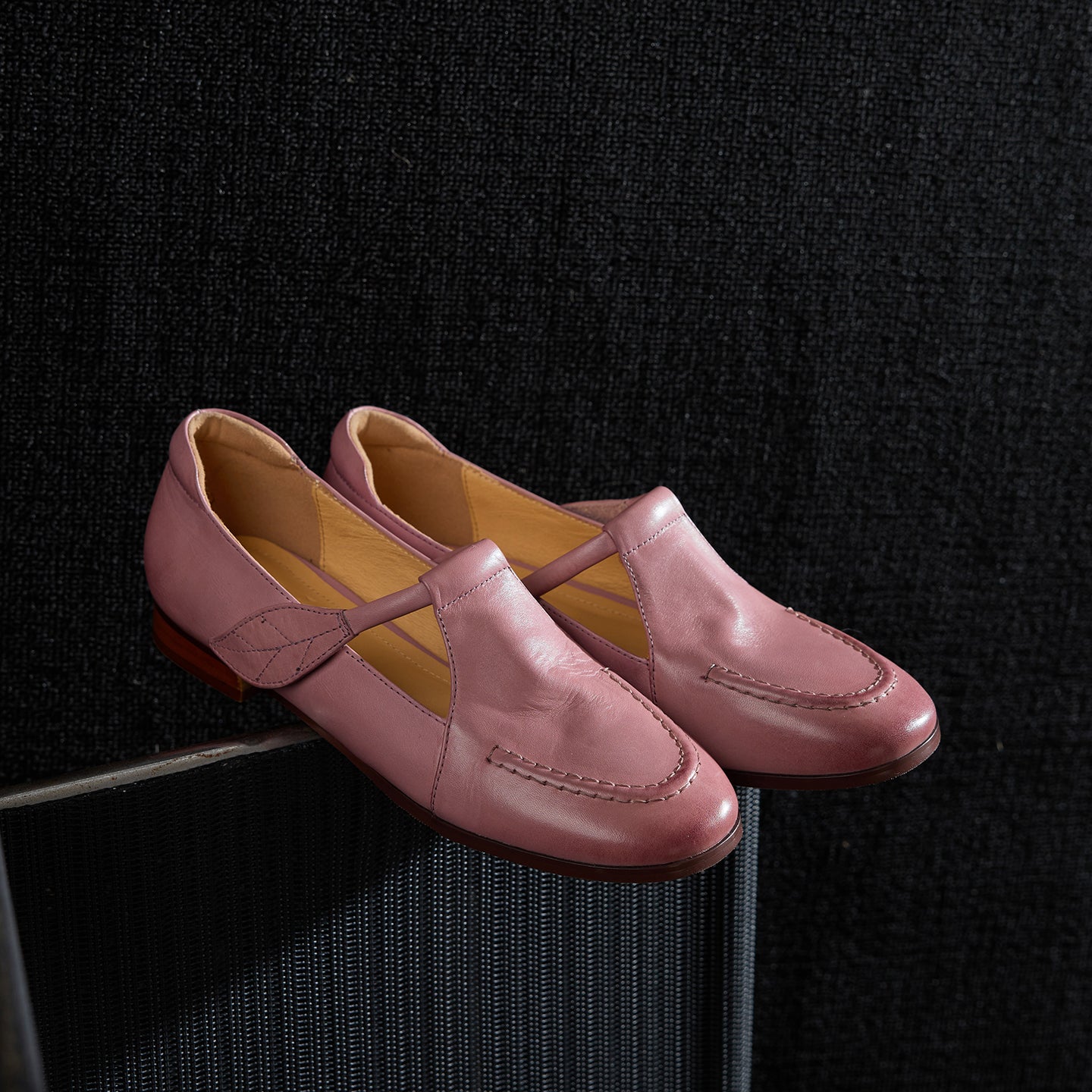 Women's Full Grain Leather T-Strap Mary Jane Flats, Premium Genuine Leather Casual Shoes