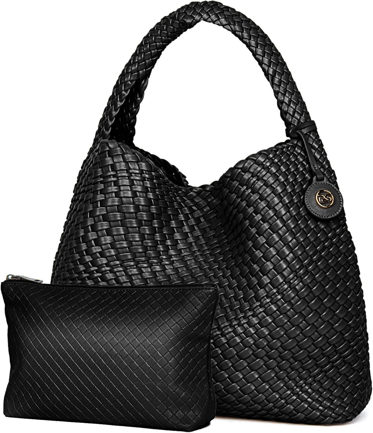 PS PETITE SIMONE Large Woven Tote Bag – Stylish Leather Handbag with Braided Weave & Top Handle for Women