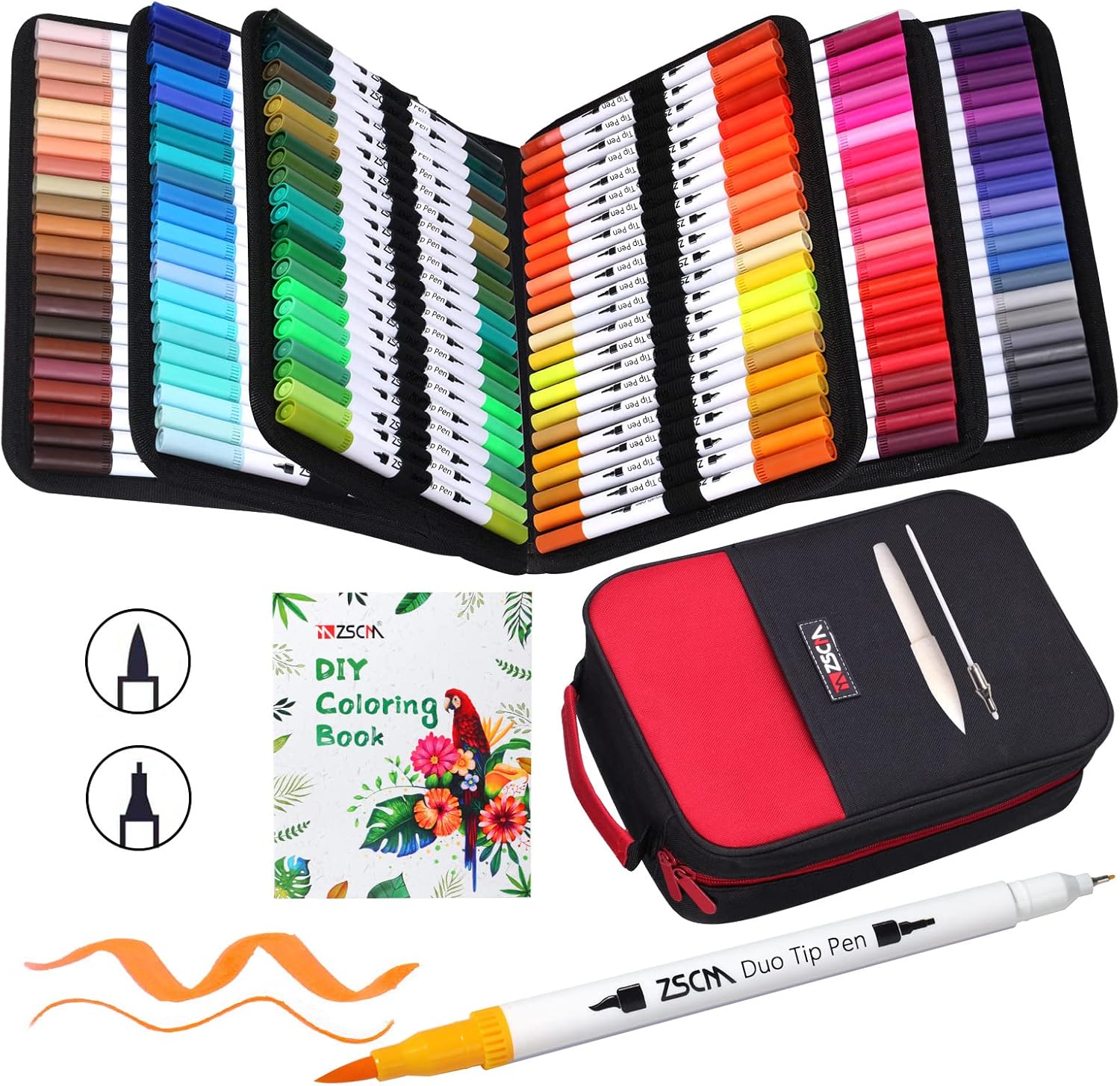 ZSCM dual tip brush markers set

