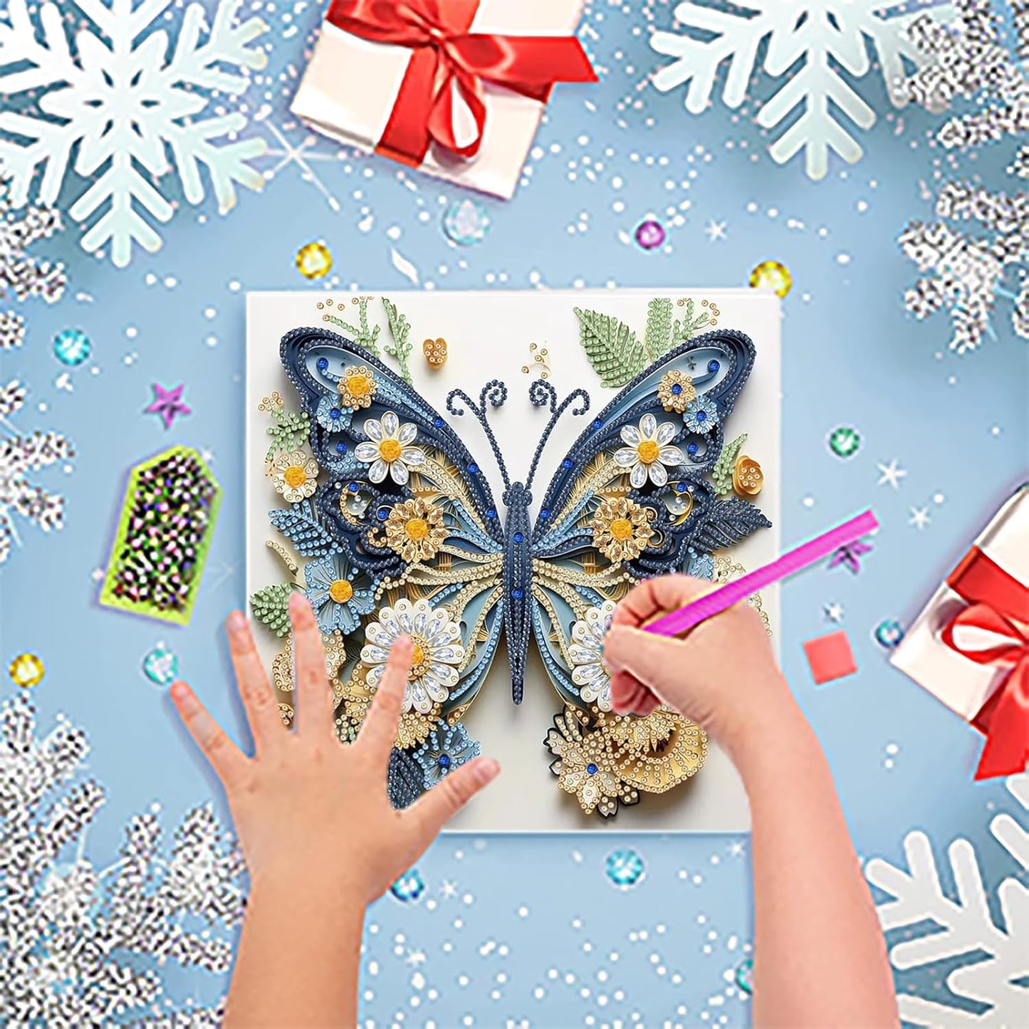 Butterfly Diamond Art 10x10 Full Drill Kit - Framed DIY Mosaic Art for Adults (Wall Decor, Irregular Diamonds, Beginner-Friendly)