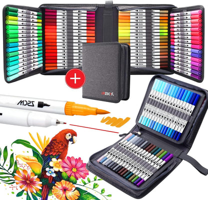 ZSCM dual tip brush markers set